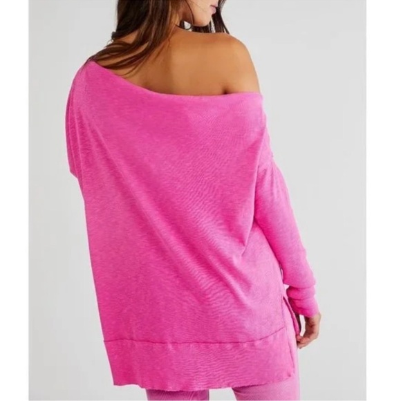 Free People Get Together Long Sleeve Slouchy Top Dancing Queen off shoulder - Picture 2 of 11